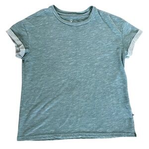 Southern Shirt Womens Muted Teal Heather Short Cuffed Rolled Sleeve Tee Medium